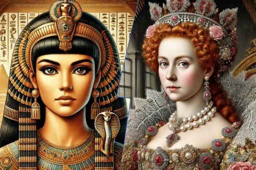 A side-by-side comparison of Cleopatra and Queen Elizabeth I, highlighting their significant achievements, leadership qualities, and historical impact.