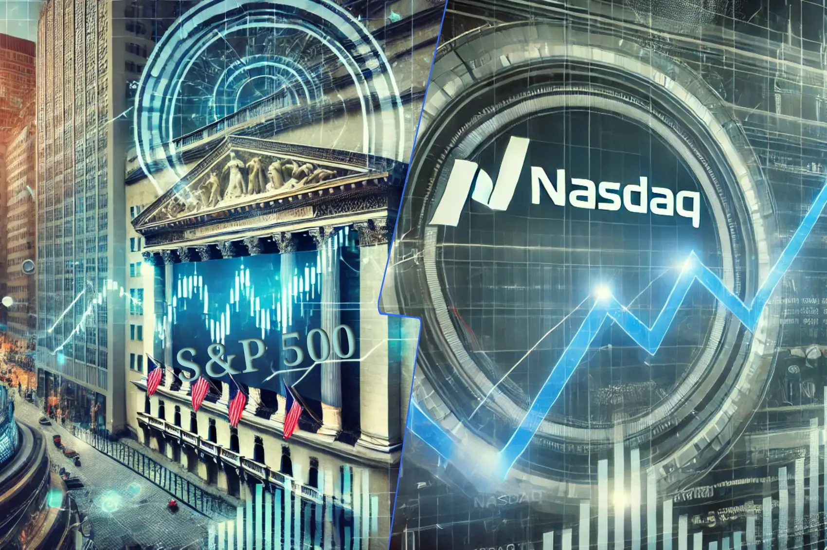 A comparison of the S&P 500 and Nasdaq, highlighting their market roles, historical performances, and investment potential.