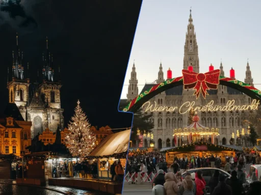 Comparison of Prague and Vienna during Christmas, highlighting festive markets, decorations, and popular holiday attractions.