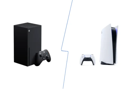 A side-by-side comparison of Xbox Series X and PlayStation 5 highlighting design, games, and features for gaming enthusiasts.