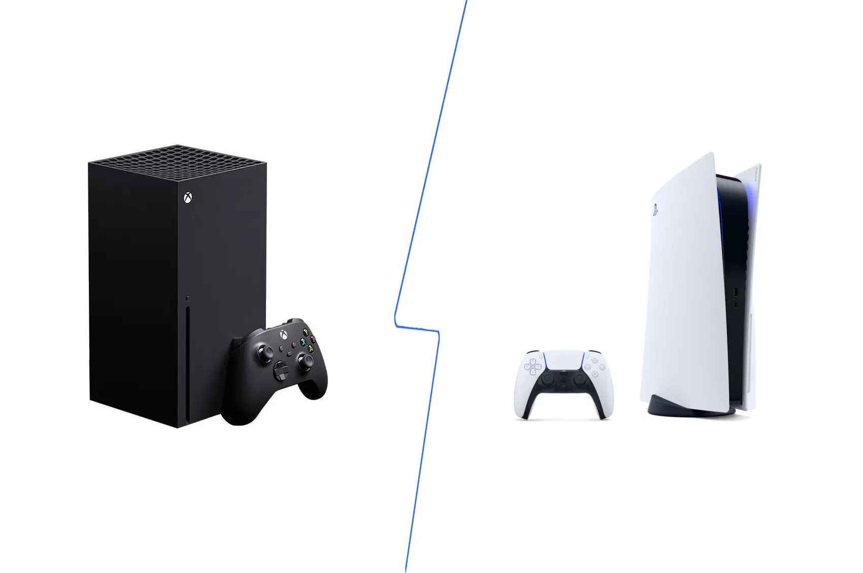 A side-by-side comparison of Xbox Series X and PlayStation 5 highlighting design, games, and features for gaming enthusiasts.