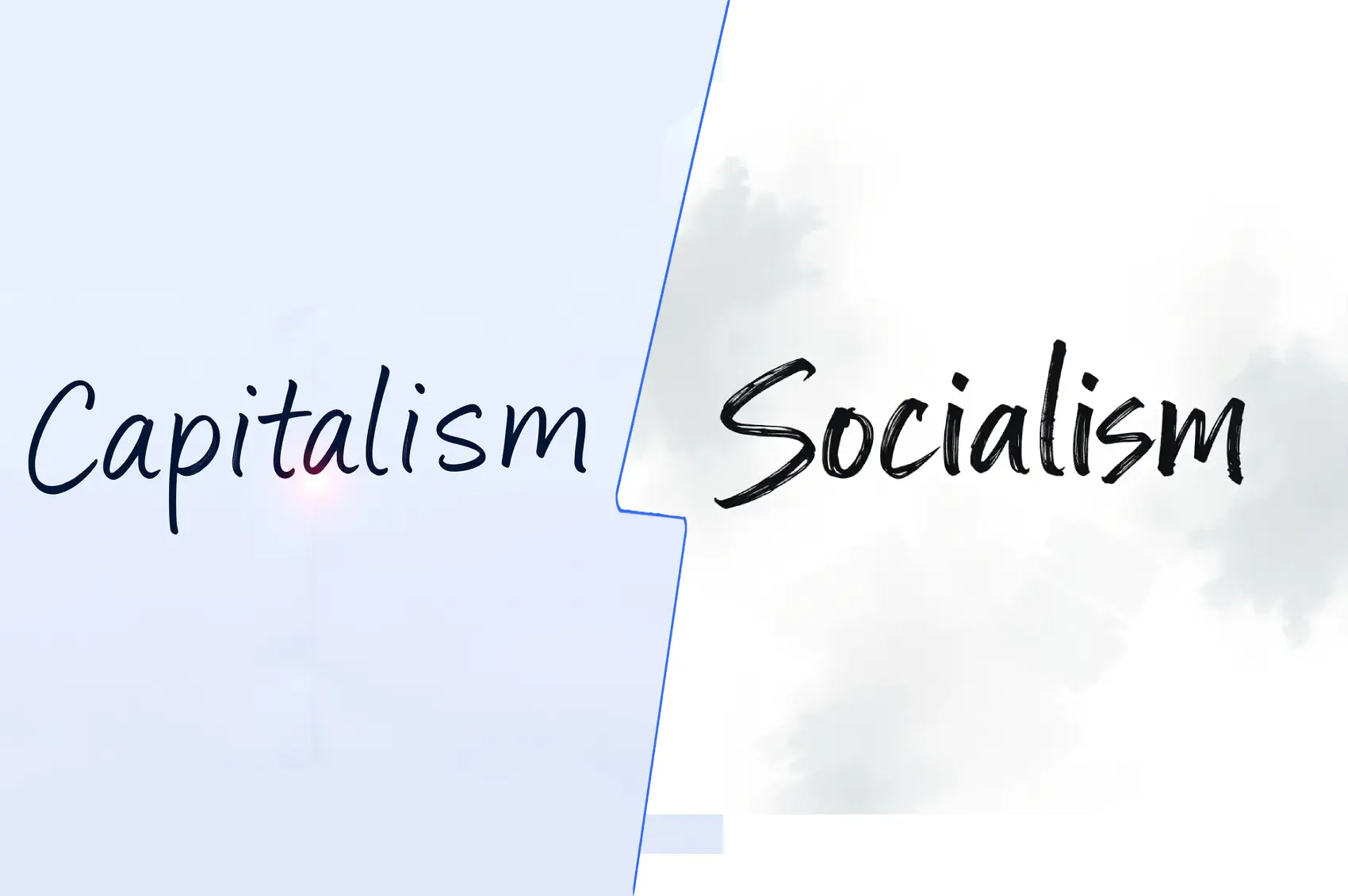 A visual representation of capitalism and socialism highlighting contrasts in governance, wealth distribution, and economic priorities.