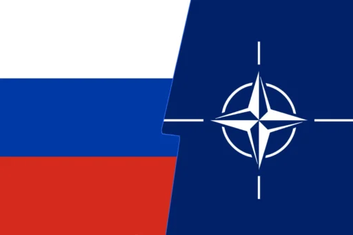 A map highlighting NATO member states and Russian military influence in Eastern Europe.
